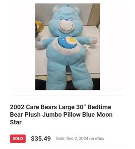 Bedtime Bear Plush Jumbo Pillow Blue Moon Star