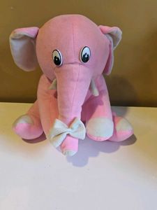 Pink Elephant Plush Toy with Bow