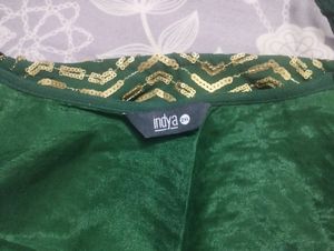 Indya Green Crop Top And Palazzo Set