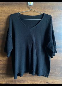 Textured V Neck T Shirt