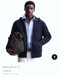 Zara  Zipper Dark Blue Hoodie