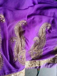 Purple Embroidered Saree