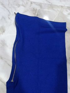 Blue Zipper Mini Skirt