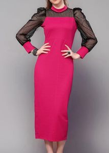 Chic Rani Pink With Black Mesh Detailing Dress XL