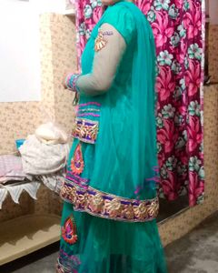 Teal Embellished Indian Dress