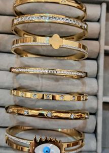 Gold Bangle Bracelet with Gemstones