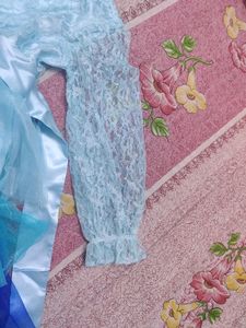 Layered Net Girls Frock With Satin Lining