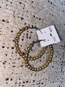Gold Beaded Hoop Earrings