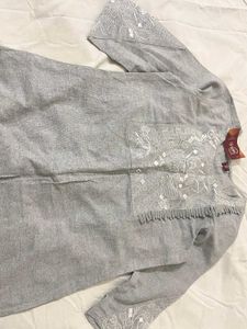 Grey Embroidered Kurta