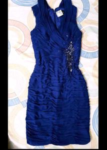 Rhinestone Embellished Royal Blue Bodycon Dress