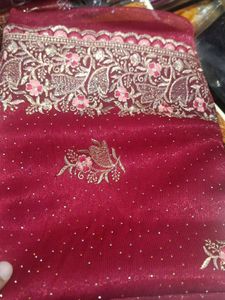 Maroon Embroidered Saree
