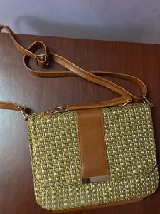 Brown Textured Sling Bag