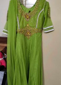 beautiful lime green net kurta set