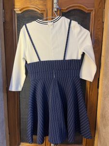 Pinstripe Dress with White Top