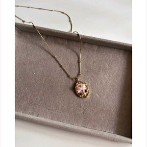Pink Painting Necklace,Pink Bow Necklace