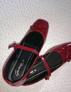 Cherry Red Patent Leather Bow Flats