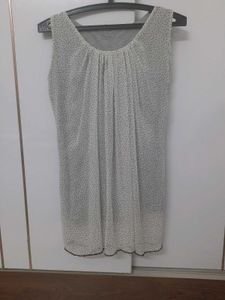 Casual White Top With Small Black Dots