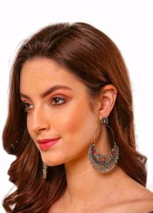 Name: OXIDIZED SILVER CHANDBALI EARRINGS , Base Me