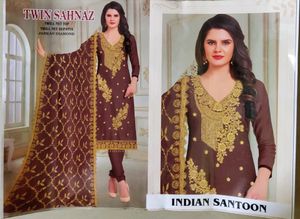 Embroidered Semi Stitched Suit,Full Work Dupatta