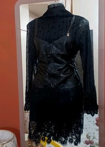 Gothic Lace Mesh Bodycon Midi