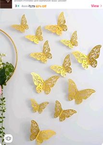 3D Golden Butterfly stickers for wall decor