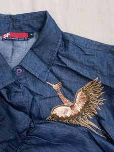 SF blue denim shirt with bell sleeves XL