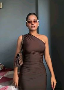 Brown One Shoulder Dress