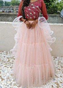 Pink Tulle Ruffle Gown