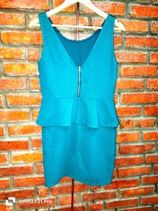 H&amp;M Peplum Dress Eur-42 Dark Sea Green