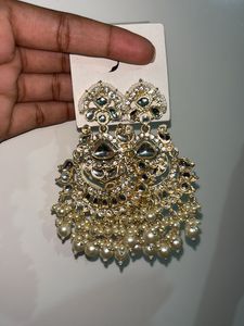 Statement Gold Tone Pearl Drop Earrings