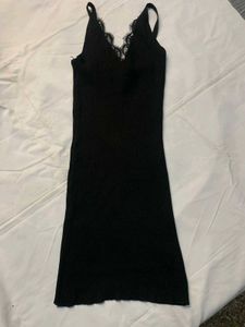 Black Lace Trim Bodycon Dress