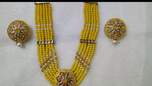 Mustard Colour Necklace With Earings