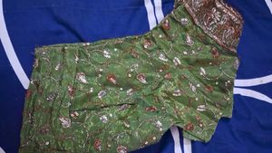 Green Net Designer Chamki Work  Embellished Saree