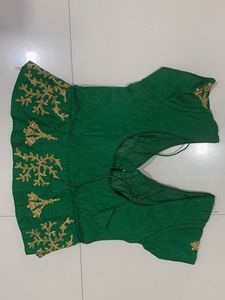 Green Embroidered Paplum Blouse