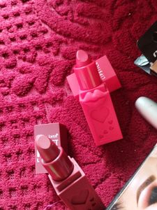 Combo Of 2 In 1 Compact, Maliao Matt Eyeliner  And You 2 Shades Of Lipstick Red And Wine Colour