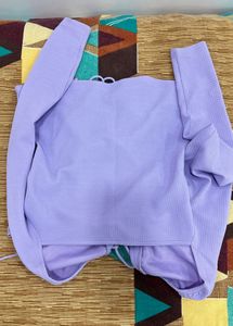 Lilac Lace-Up Back Crop Top