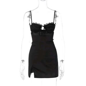 Black Satin Mini Dress