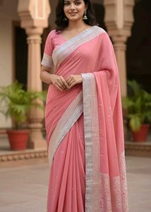 Pink Embellished Saree