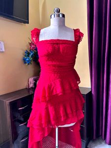 Red Ruffled Party Dress