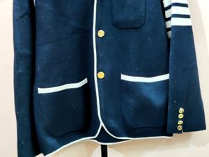 Thom browne Navy Blazer With Striped Arm &amp; Gold An