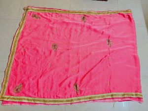 Pink Embroidered Saree combo