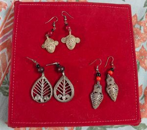 3 Pair Dokra Earrings