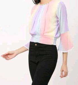 Rainbow Pastel Chiffon Blouse