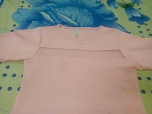 Pink Cutout Short Sleeve Tee