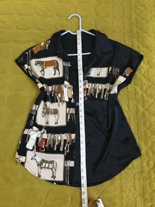 Equestrian Satin Printed Shirt Fits S-M