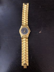 23k Gold Plated Diamond Studed Quartz Watch (New Packed)