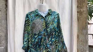 I. Printed Sheer Button-Up Top