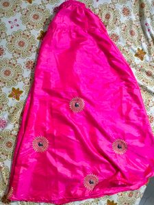 Dark Pink Embroidered Silk Flared Palazzo