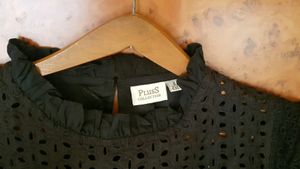 Black Schiffli Top High Neck