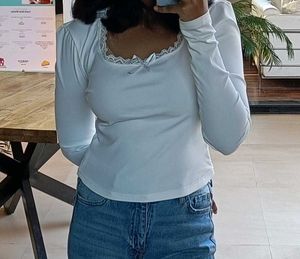 Casual White Fitted Top